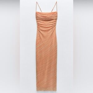 ZARA Draped printed tulle dress